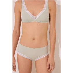 Braga boxer algodón canalé encaje verde