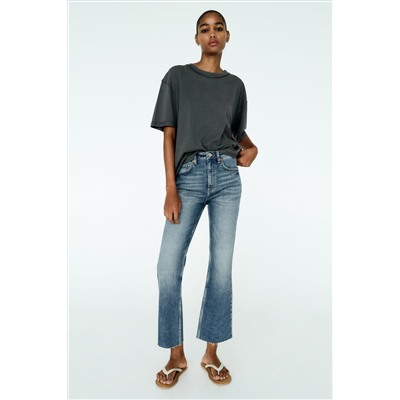 MID-RISE FLARED CROPPED TRF JEANS