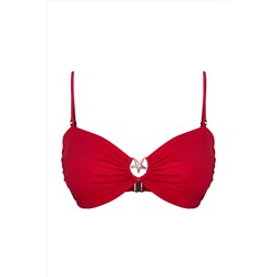 Kırmızı Straplez Premium Aksesuarlı Mix&Match Bikini Üstü TBBSS25CT00003
