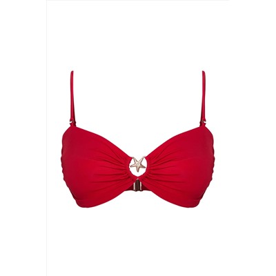 Kırmızı Straplez Premium Aksesuarlı Mix&Match Bikini Üstü TBBSS25CT00003
