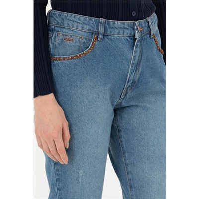Kadın Koyu Mavi Jean Pantolon