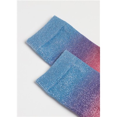 Kurze Glitzersocken mit Farbverlaufs-Print