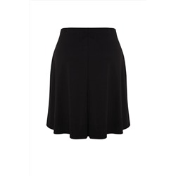 Siyah Beli Lastikli Mini Örme Büyük Beden Etek TBBSS23AZ00042
