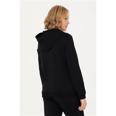 Kadın Siyah Kapüşonlu Sweatshirt