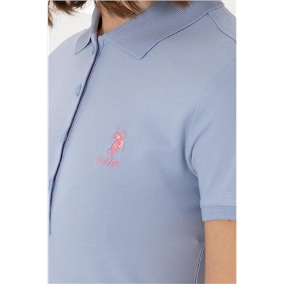 Kadın Açık Mavi Basic Polo Yaka Tişört
