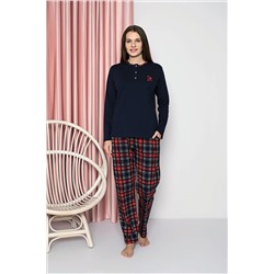 AHENGİM Woman Kadın Pijama Takımı Genç Interlok Altı Ekoseli Pamuklu Mevsimlik W20382247 1-2-10001189