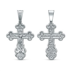 Крест из серебра родированный - 7,4 см 925 пробы К3-425р
