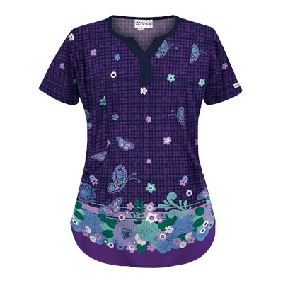 UA Butterfly Chic Grape Print Scrub Top