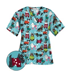 UA Best Dressed Pooch Amazing Aqua Print Scrub Top