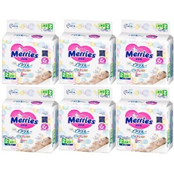 KAO Подгузники для детей MERRIES размер S 4-8 кг., 144 шт. (24 шт * 6 мини пачки) набор