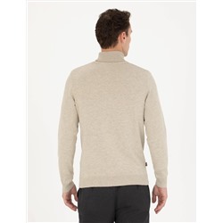 Kum Melanj Slim Fit Balıkçı Yaka Basic Triko Kazak