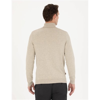 Kum Melanj Slim Fit Balıkçı Yaka Basic Triko Kazak