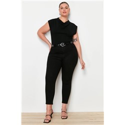 Solmayan Siyah Yüksek Bel Esnek Skinny Jeans TBBAW23CJ00061