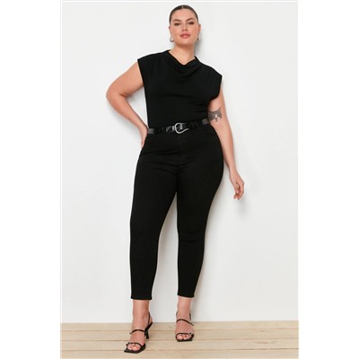 Solmayan Siyah Yüksek Bel Esnek Skinny Jeans TBBAW23CJ00061
