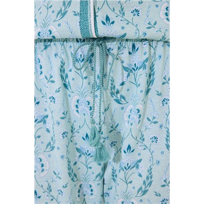 Pijama largo 100% algodón verde estampado flores