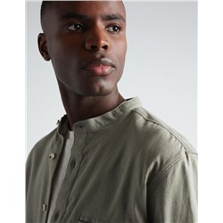 Linen Blend Shirt, Men, Dark Green