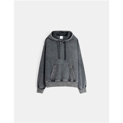 Faded-effect boxy fit hoodie