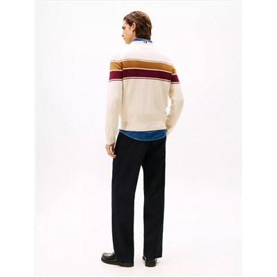 Block-Stripe Crewneck Sweater