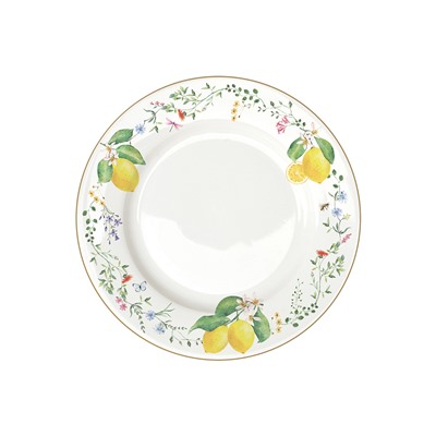 Тарелка обеденная, 26,5 см, фарфор P, белая, Цветы и лимоны, Fleurs et Citrons, 62842