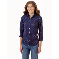DOT PRINT LONG SLEEVE POPLIN SHIRT