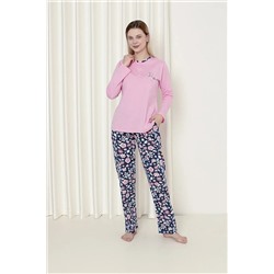 AHENGİM Woman Kadın Pijama Takımı Süprem Uzun Kol Altı Çiçekli Pamuklu Mevsimlik W20282243 1-2-10001182