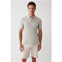 Avva Erkek Gri Kıvrılmaz Yaka Cepli Standart Fit Normal Kesim 2 Düğmeli Polo Yaka T-shirt E001031