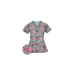UA Cats Meow Dove Grey Mock Wrap Scrub Top