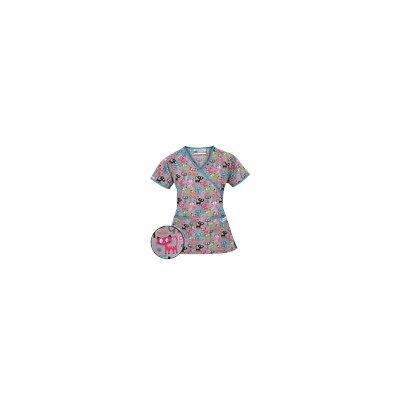 UA Cats Meow Dove Grey Mock Wrap Scrub Top