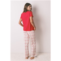 Pijama largo 100% algodón cuadros rojo Snoopy