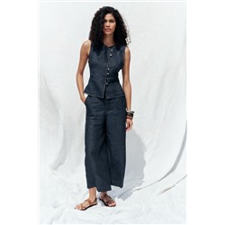 DOUBLE-BREASTED LINEN WAISTCOAT