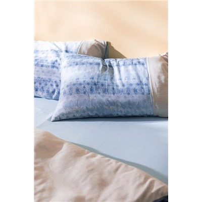 Robin King Size %100 Pamuk Madame Coco Crep Baskılı Nevresim Takımı - Mavi