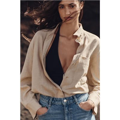 CAMISA OVERSIZE CON LINO