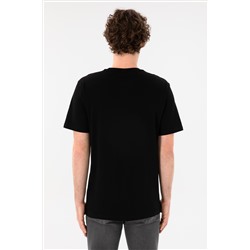 Erkek Regular Fit Bisiklet Yaka Siyah Basic Tişört