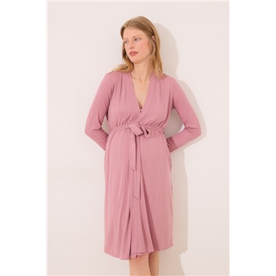 Bata midi "maternity" pointelle rosa