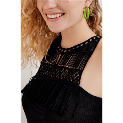 Vestido halter macramé