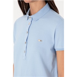 Kadın Açık Mavi Polo Yaka Mini Boy Örme Elbise