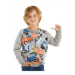 Denokids Sevimli Arabalar Gri Erkek Çocuk Sweatshirt CFF-23S1-033