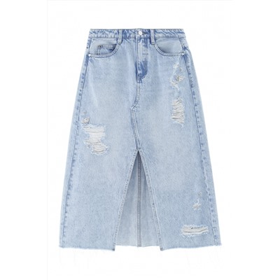 Falda midi vaquera Azul