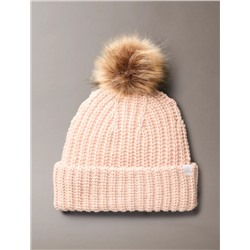 Fleece Ribbed Pom-Pom Beanie
