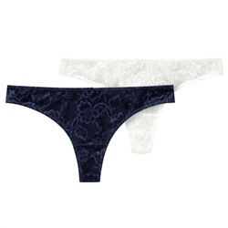 2 Damen Strings mit floraler Spitze