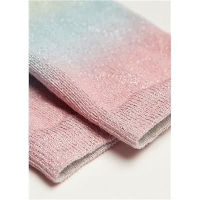 Kurze Glitzersocken mit Farbverlaufs-Print