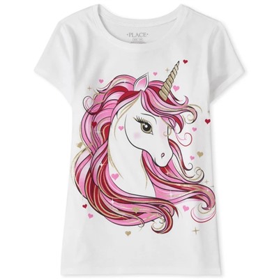 Girls Valentine's Day Unicorn Graphic Tee