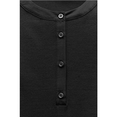 RIBBED T-SHIRT WITH BUTTONS