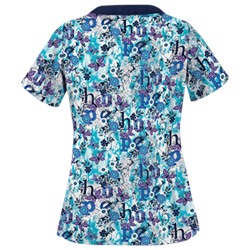 UA Have Hope Turquoise Scallop Neck Print Scrub Top
