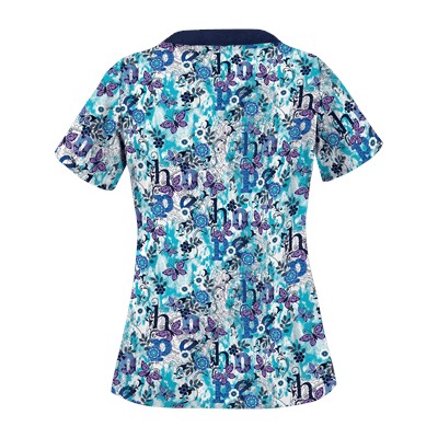 UA Have Hope Turquoise Scallop Neck Print Scrub Top