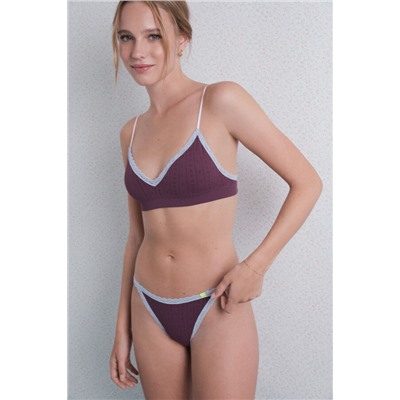 Tanga seamless pointelle vino