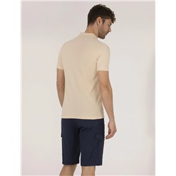 Bej Slim Fit Polo Yaka Basic Tişört
