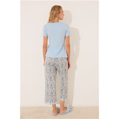 Pijama Capri algodón azul paisley