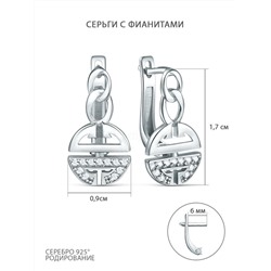 Серьги из серебра с фианитами родированные С5613р