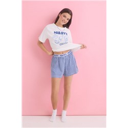 Pijama corto 100% algodón azul